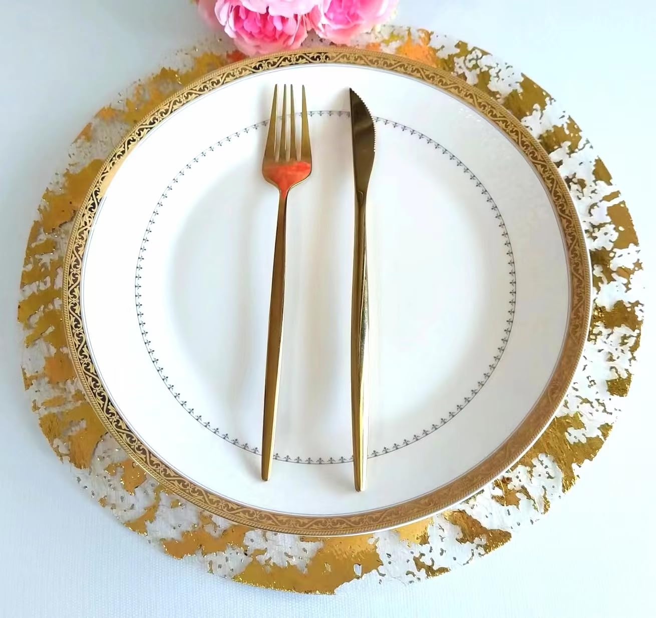 Sunlunckystar mantel dorado con malla ornamental, ideal para bodas y eventos
