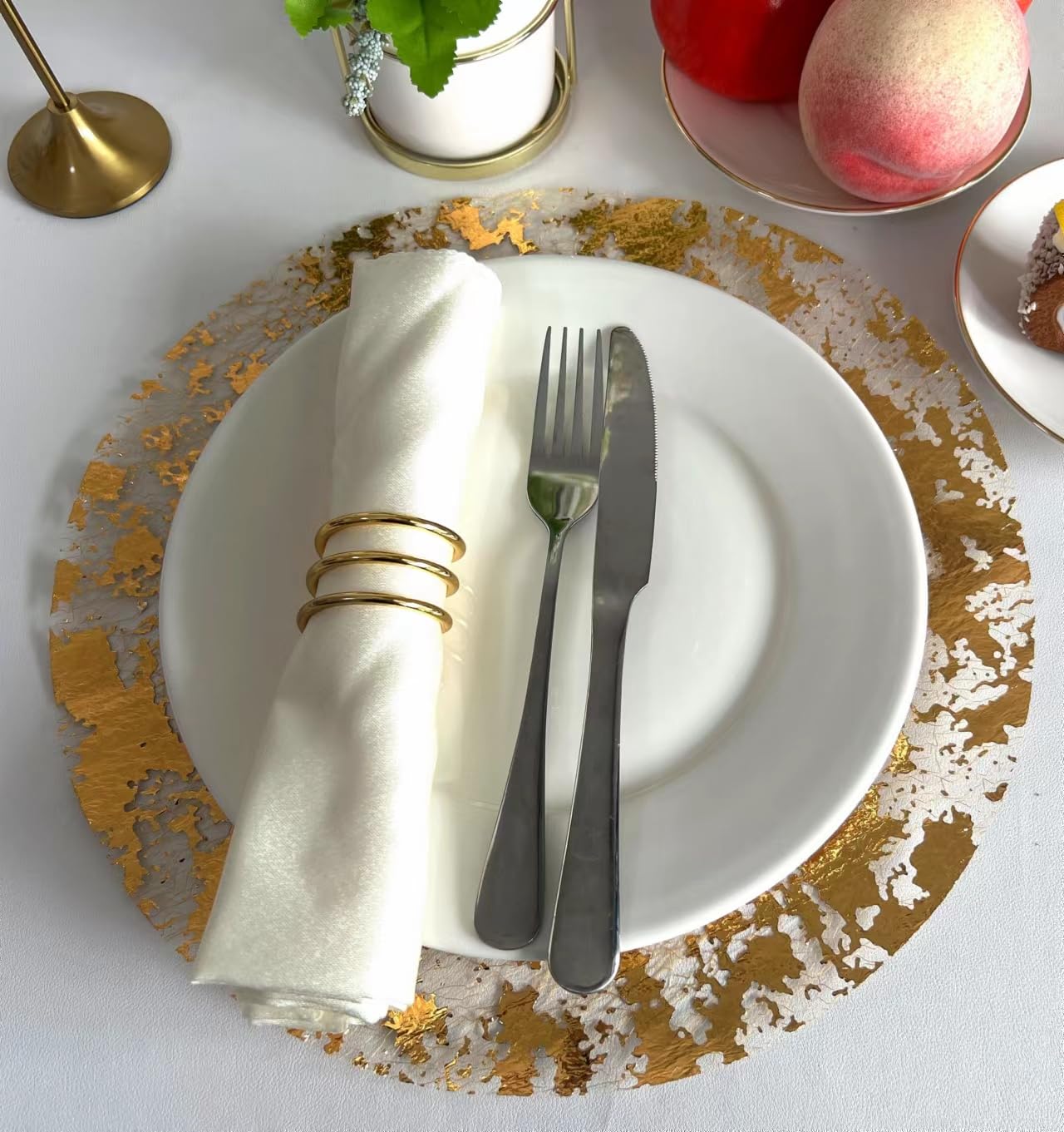 Sunlunckystar mantel dorado para bodas y fiestas, combina con vajilla existente