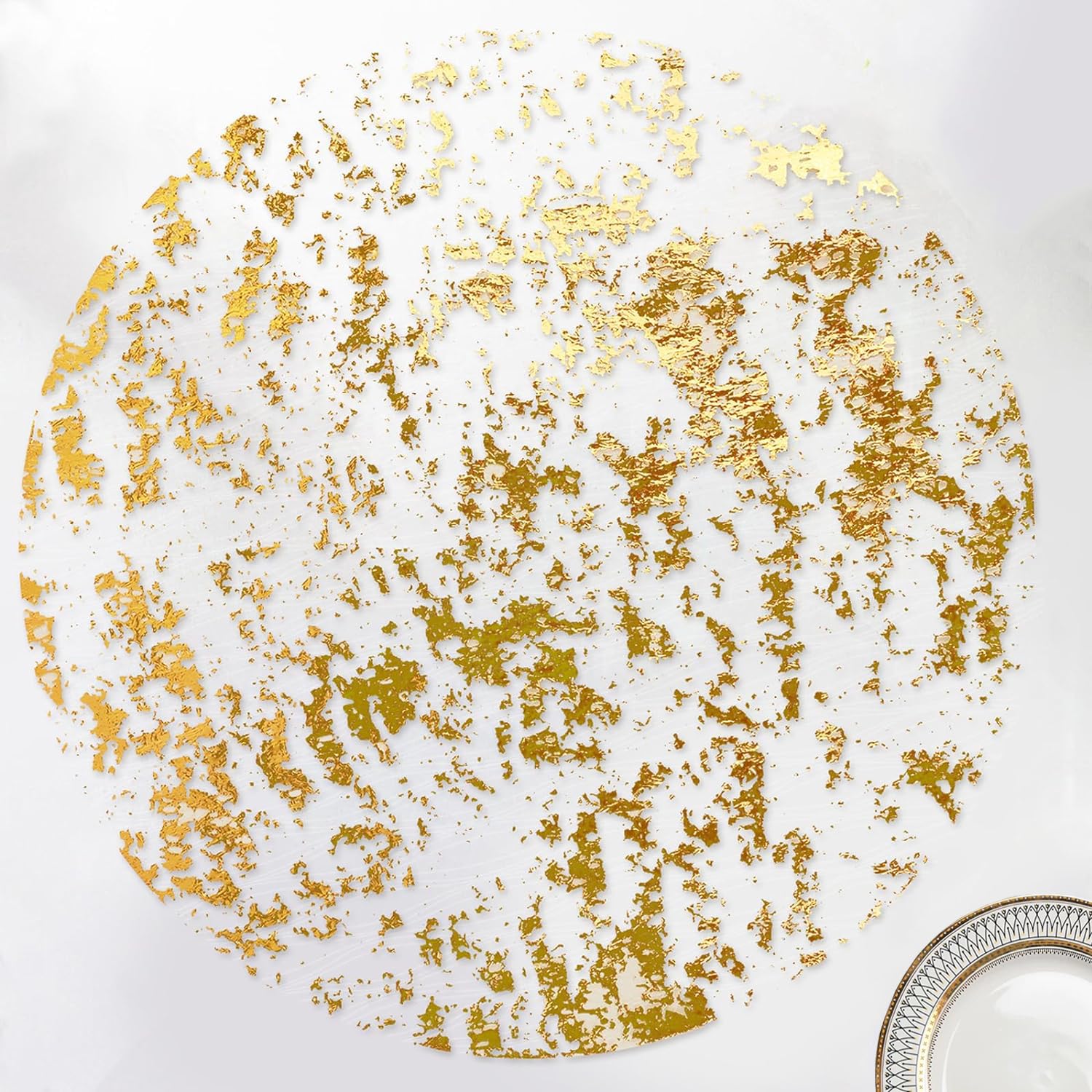 Sunlunckystar placemats dorados de 13 pulgadas con malla metálica para mesa elegante