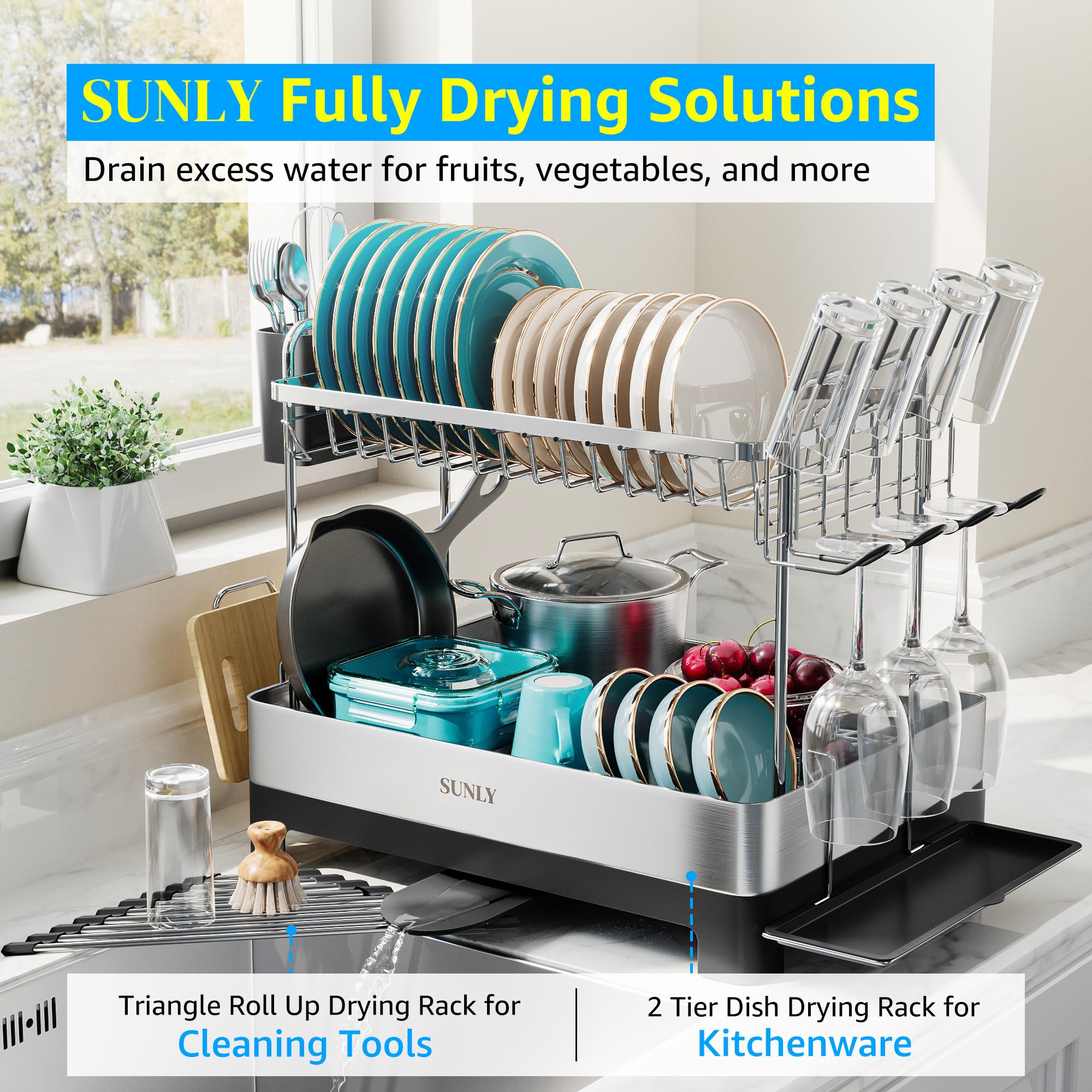 SUNLY acero inoxidable 304, primer plano, resistencia duradera para uso diario.