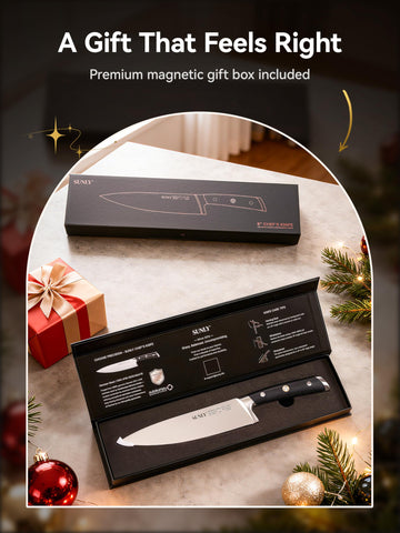 SUNLY cuchillo chef 8 pulgadas en caja magnética lista para regalo.