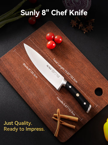 SUNLY cuchillo chef 8 pulgadas, mantenimiento fácil para uso diario.