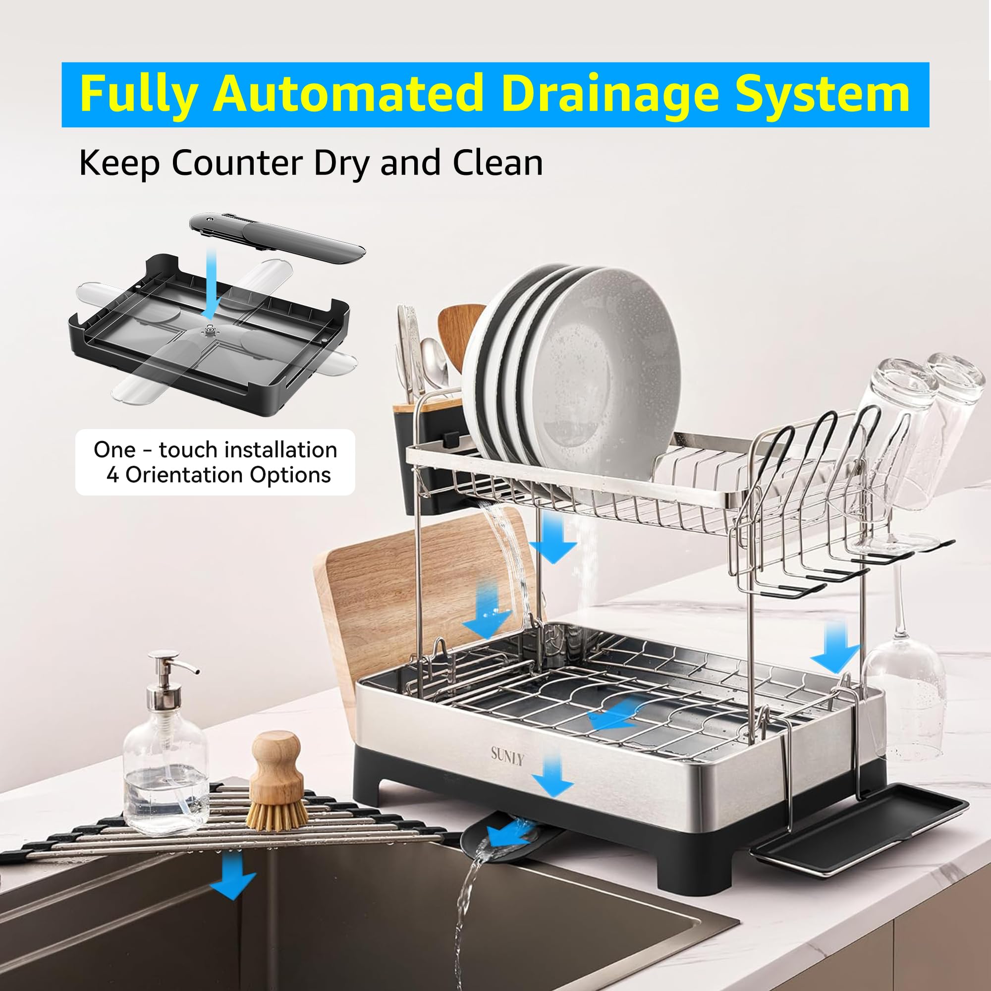 SUNLY zonas para platos, tazas y cuencos, organización eficiente.