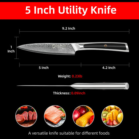 Cuchillo Sunnecko con filo excepcional para cortar carnes, frutas y verduras.