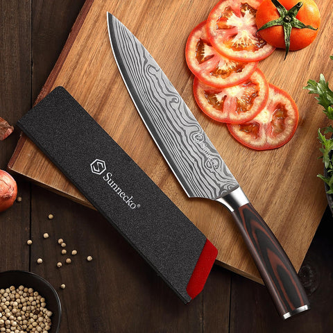 Sunnecko Cuchillo Chef 8 pulgadas en caja regalo elegante para regalo especial