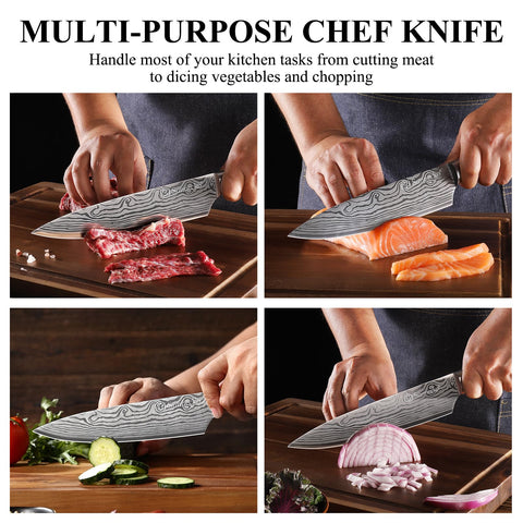 Sunnecko Cuchillo Chef 8 pulgadas ideal para cortar, picar y rebanar