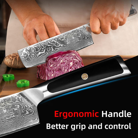 Sunnecko cuchillo damasco 7 pulgadas equilibrio y control en cada corte