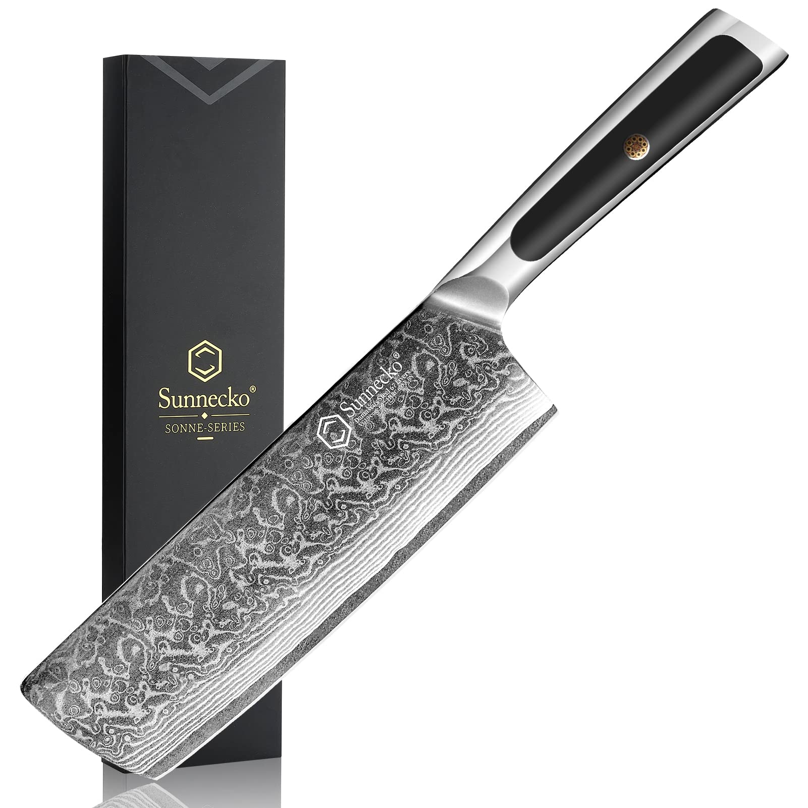 Sunnecko cuchillo damasco 7 pulgadas hoja damasco, ideal para cortes precisos de verduras