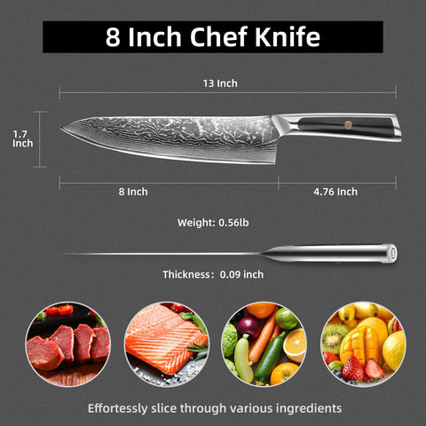 Sunnecko cuchillo damasco 67 capas aporta durabilidad y filo sostenido.