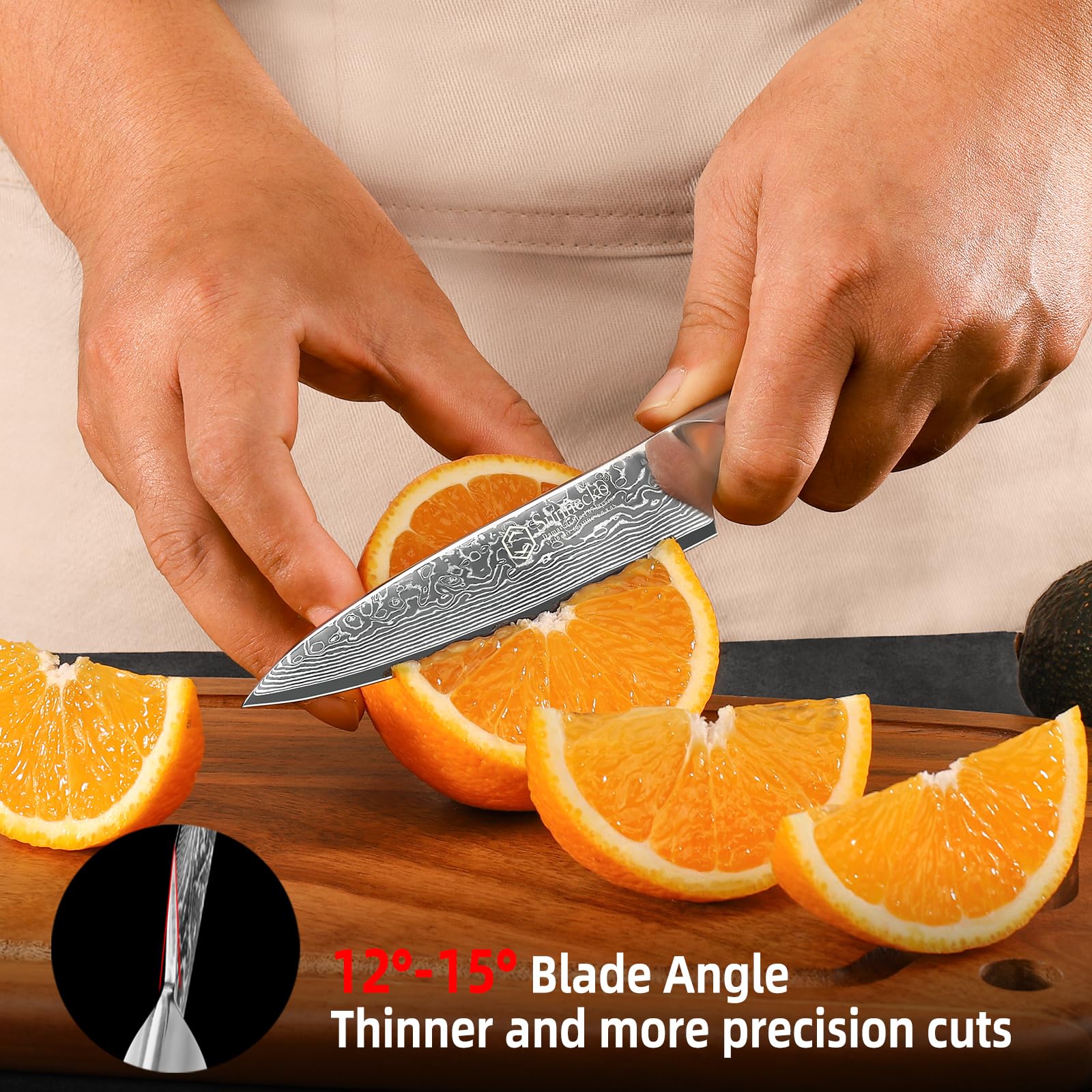 Cuchillo Sunnecko con diseño ergonómico de tang completo para un agarre estable.