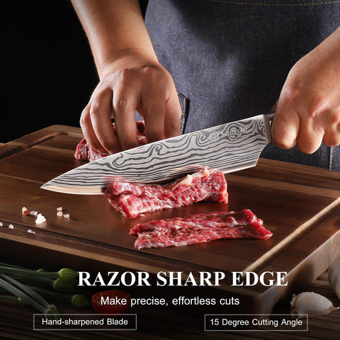 Sunnecko cuchillo Nakiri 7 pulgadas, ideal para picar verduras de forma uniforme.