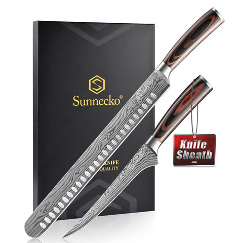 Sunnecko cuchillo para rebanar de 12 pulgadas listo para cortes finos en carne