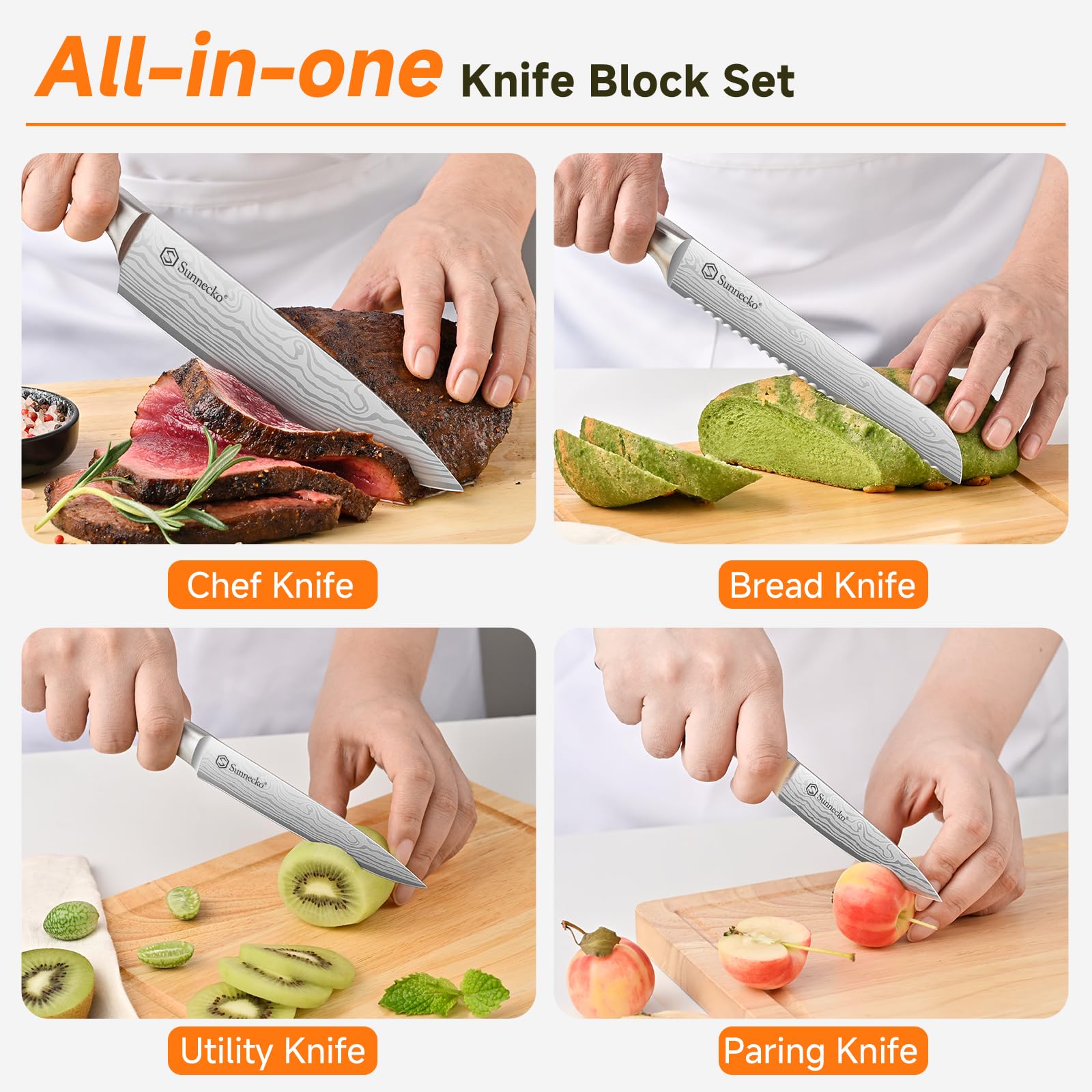 Cuchillo utilidad Sunnecko 5 pulgadas para tareas variadas