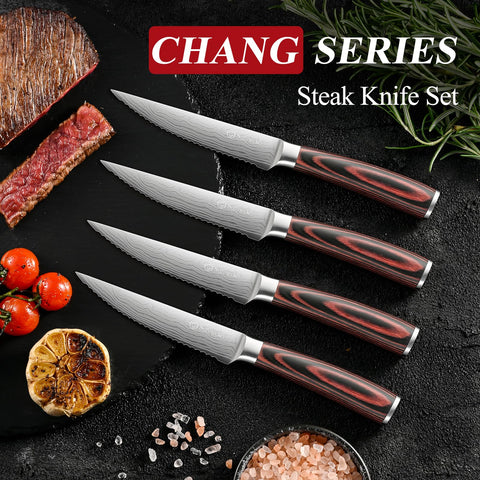Sunnecko cuchillos de steak con filo duradero para cortes limpios.