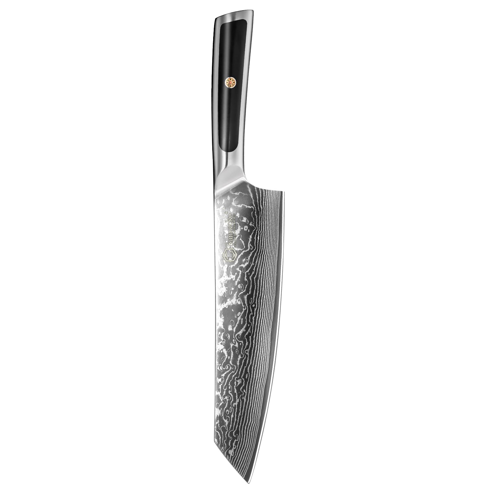 Sunnecko Gyuto: cuchillo chef de 8 pulgadas con patrón damasco para cortes precisos.