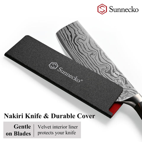 Sunnecko Nakiri con mango de pakkawood ergonómico para mayor control