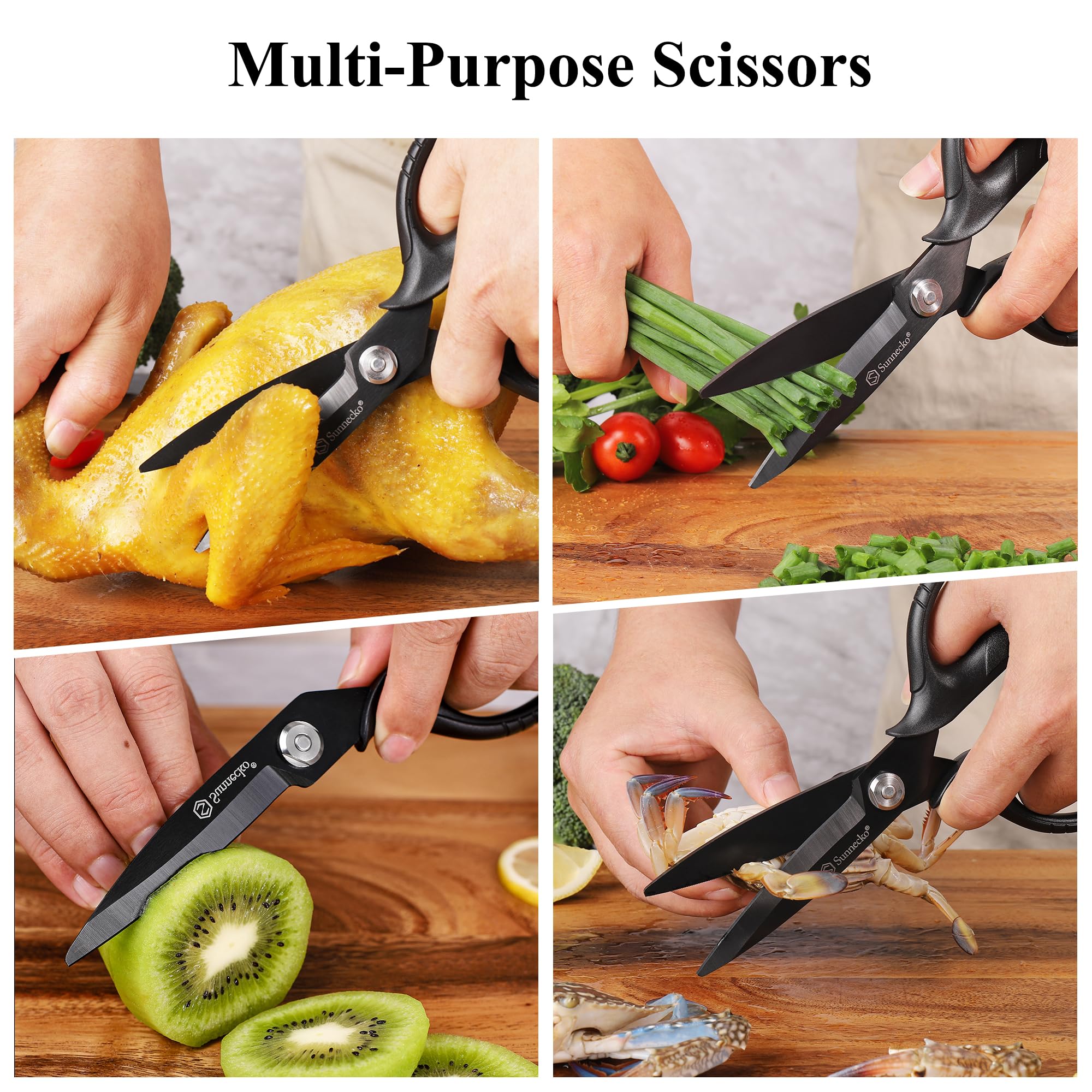 Sunnecko tijeras cocina con dientes desmontables para una limpieza rápida y completa