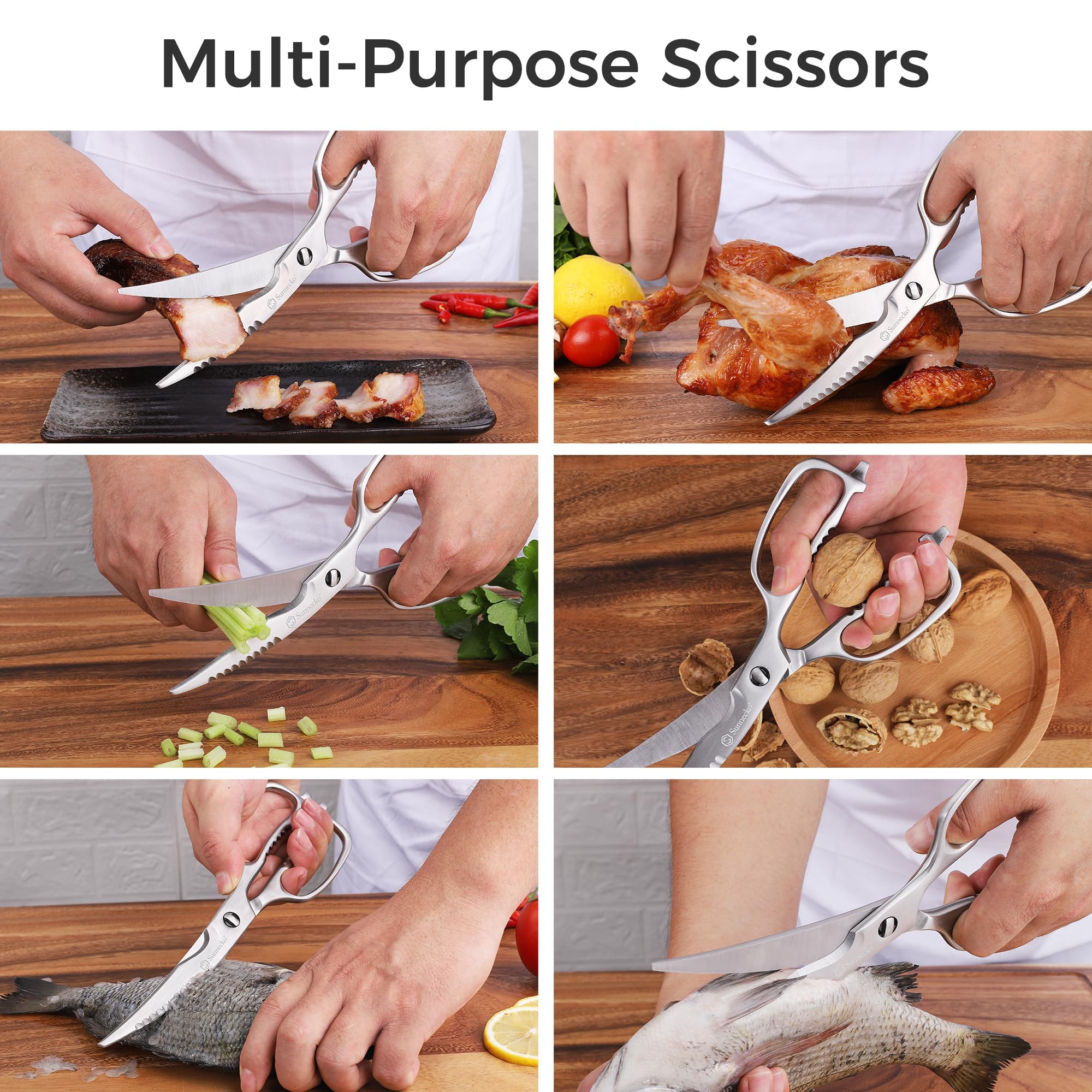 Sunnecko tijeras ideales para aves y mariscos en la cocina diaria