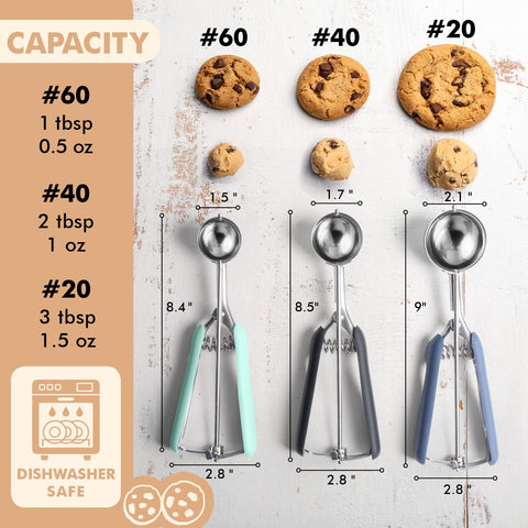 SUNNORN cucharas para masa galletas 40, porciones uniformes y rápidas