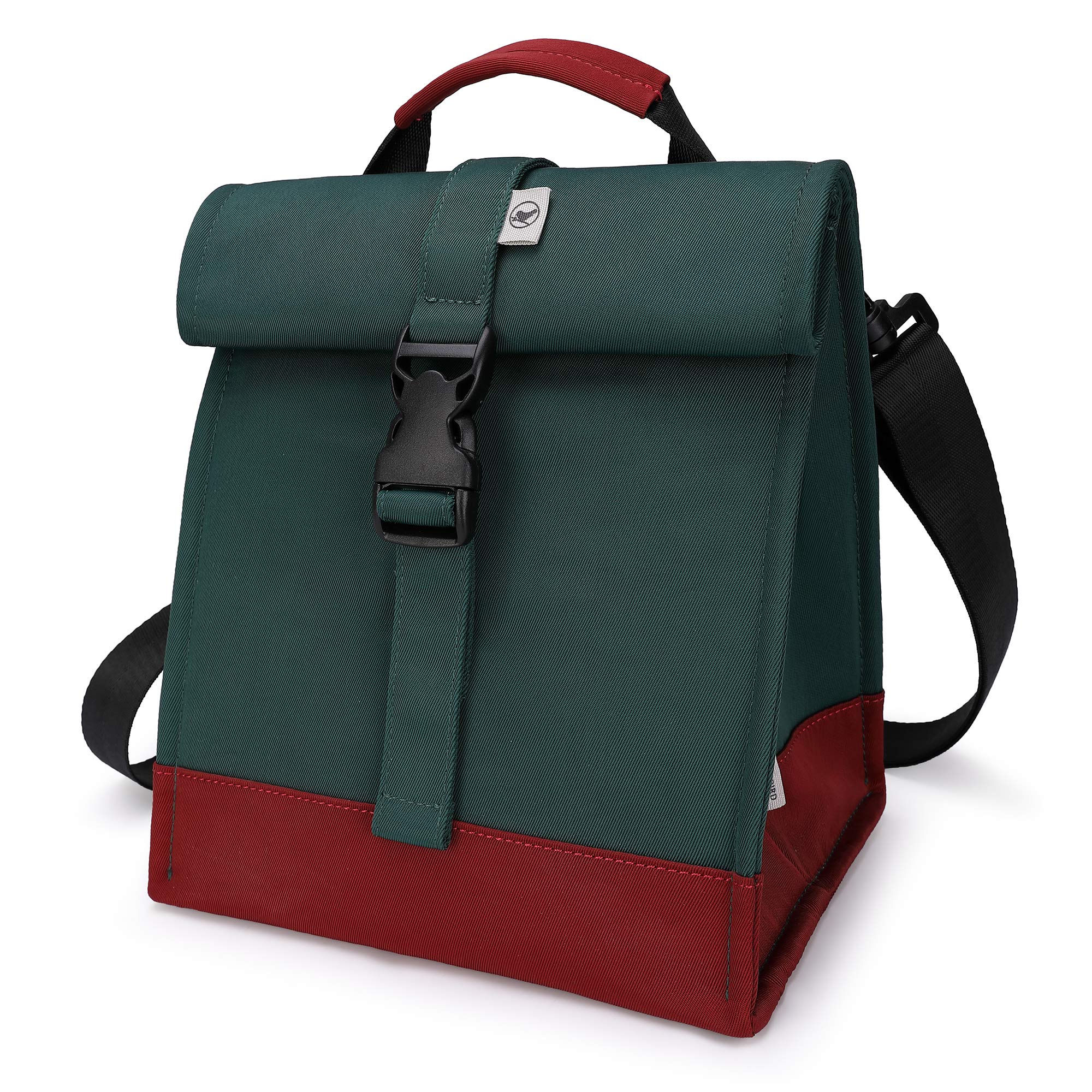Sunny Bird bolsa de almuerzo enrollable verde, estilo práctico para salidas diarias.