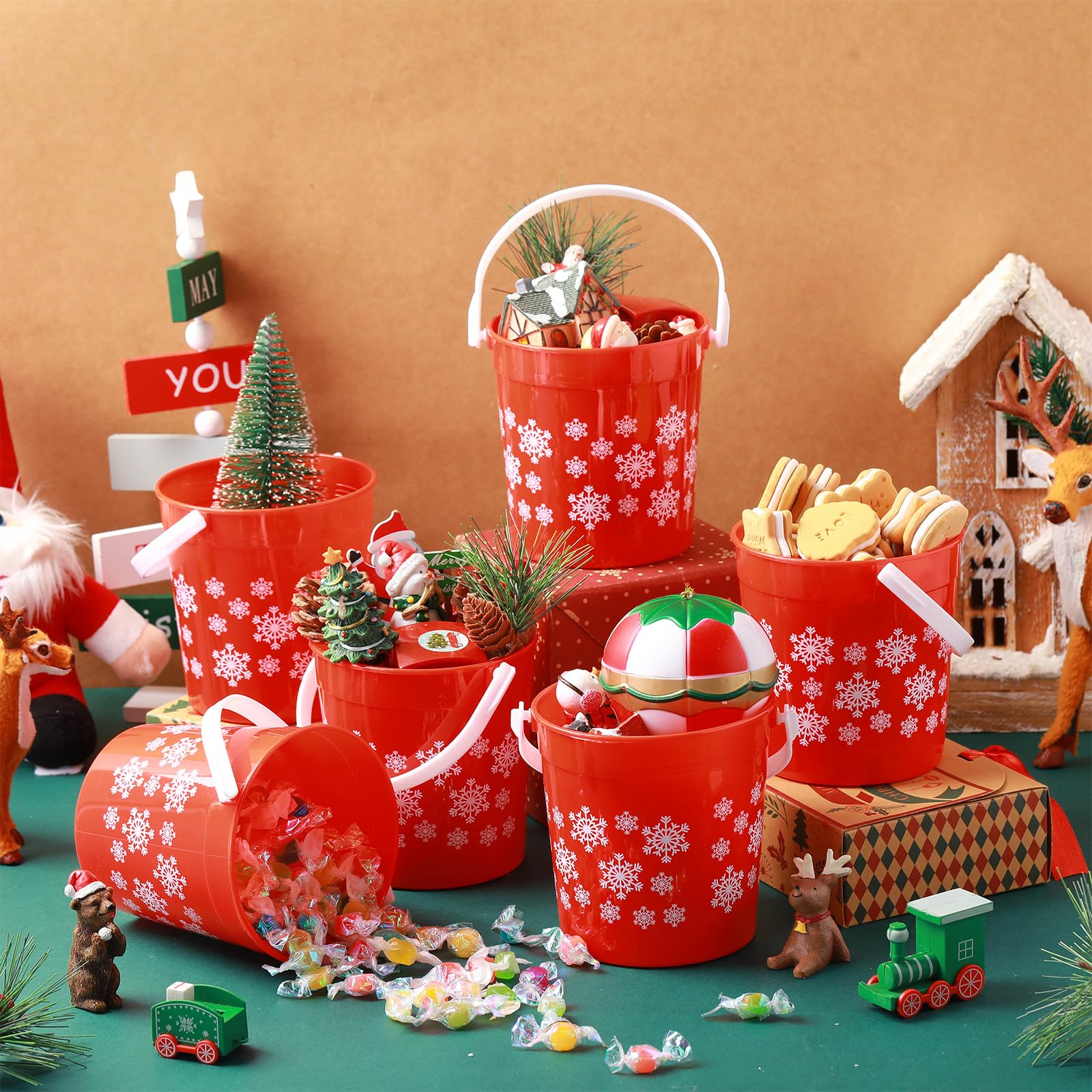 Sunnychicc cubetas almacenamiento navidad para regalos y decoraciones