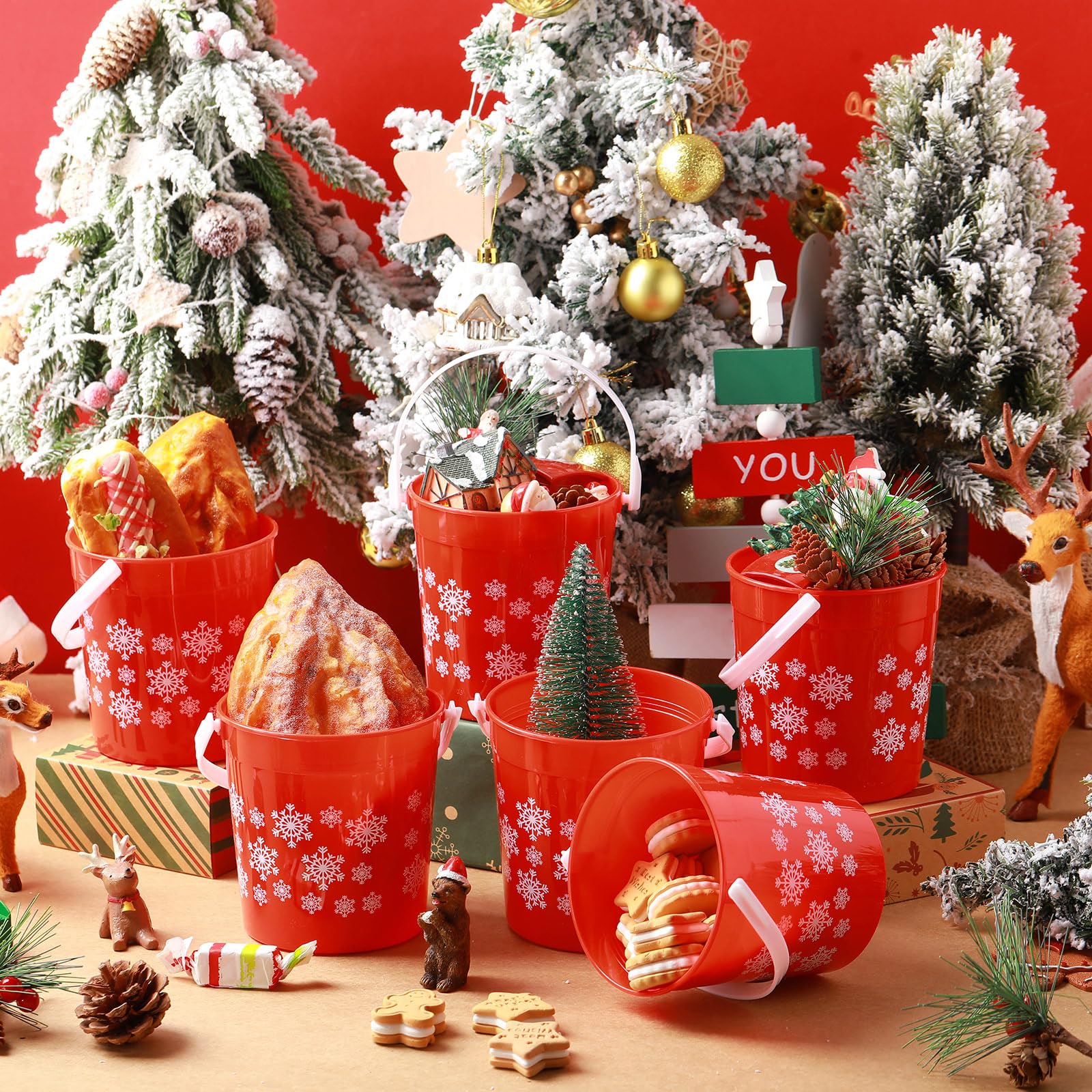 Sunnychicc cubetas dulces navidad 32oz para golosinas y snacks