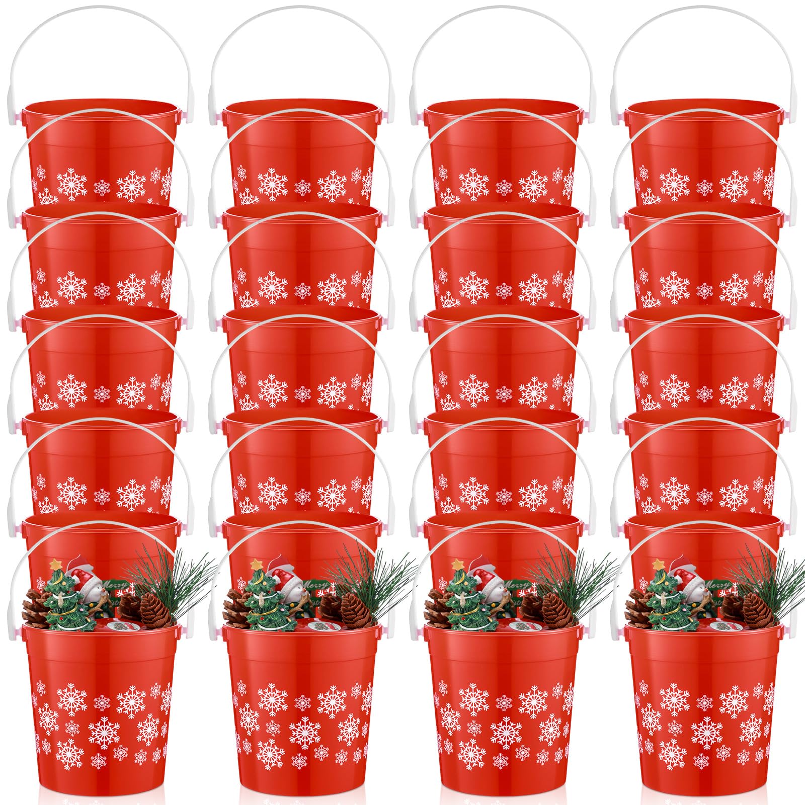 Sunnychicc cubetas navidad con asas rojas para regalos prácticos