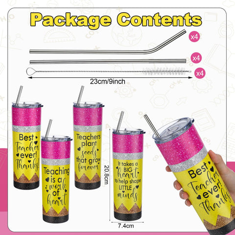 Sunnychicc pack de 4 tazas para docentes, ideal para entregar a varios maestros.