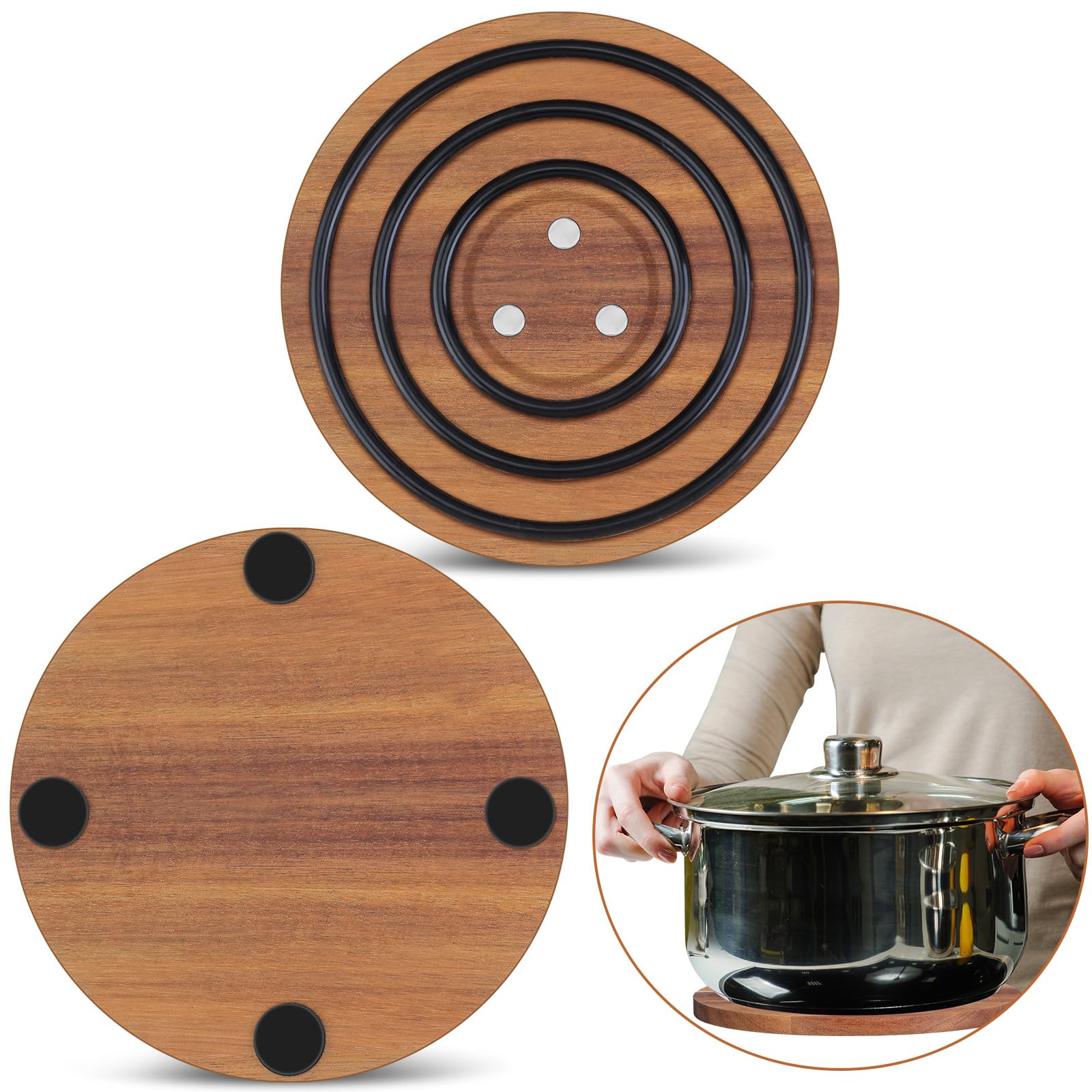 Sunnychicc posavasos magnético de madera 8 pulgadas para proteger superficies.