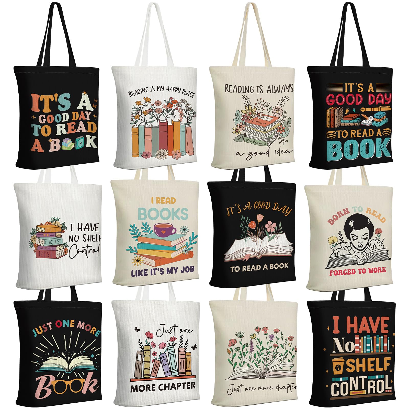 Sunnymove bolsa de lectura neutra con diseño literario, ideal para club de lectura.