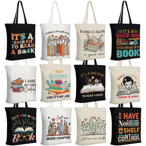 Sunnymove bolsa de lectura neutra con diseño literario, ideal para club de lectura.
