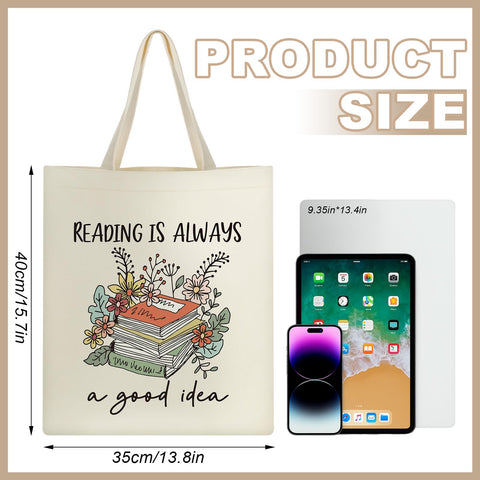 Sunnymove bolsa de lona grande para libros, perfecta para bibliotecas y uso diario.