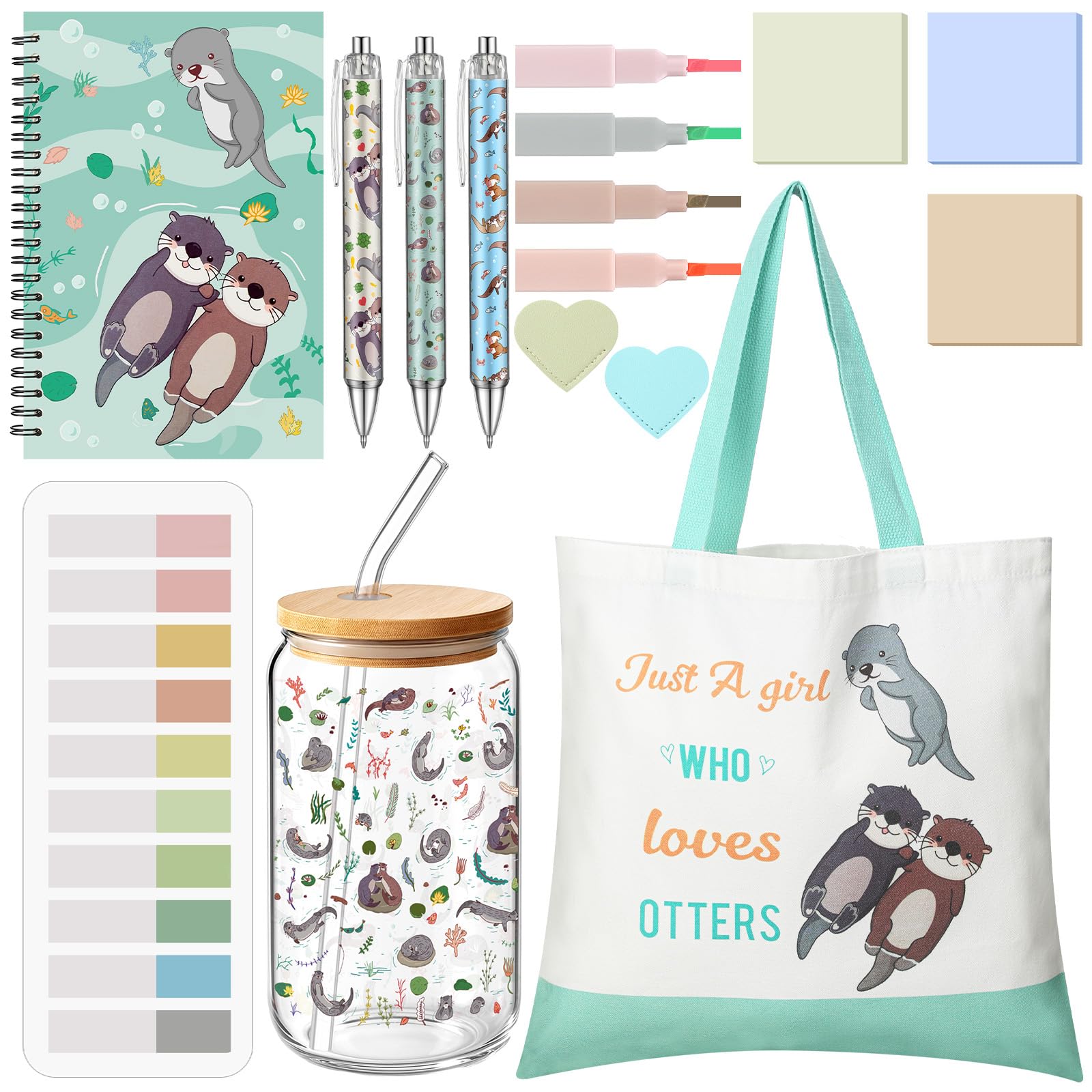 Taza de vidrio Sunnymove Nutria Marina 16 oz para bebidas diarias.
