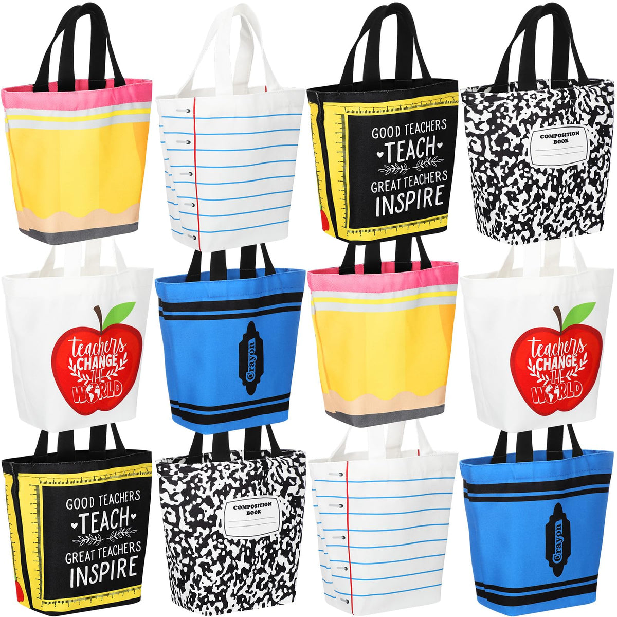 Sunnymove tote maestra con manzana, ideal para llevar libros y útiles.