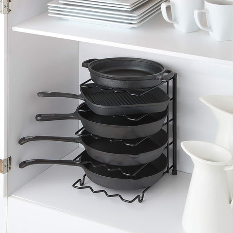 SunnyPoint frontal: soporte metálico organizador de cocina, ideal para ordenar ollas y tapas.