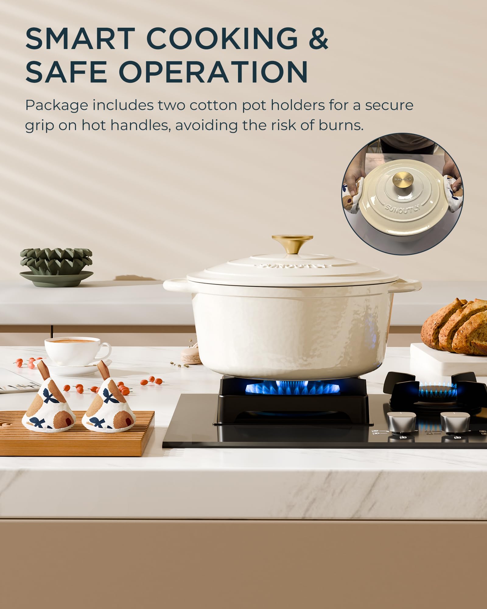 SUNOUTLY Apto para horno hasta 500°F en todo tipo de cocinas