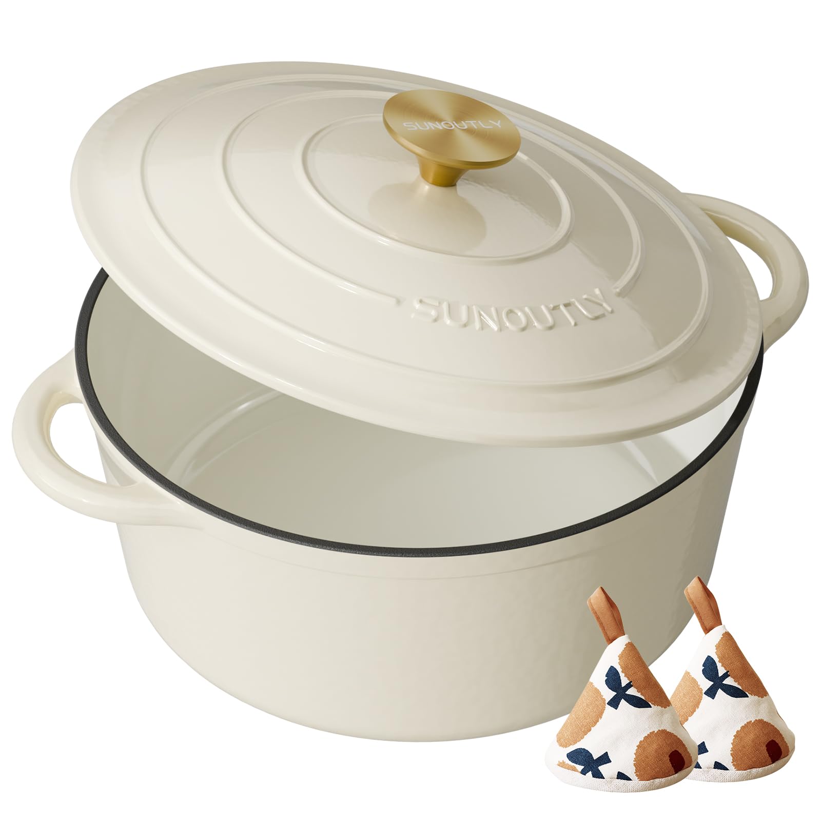 SUNOUTLY Olla esmaltada 6 Qt con tapa para sellar sabores