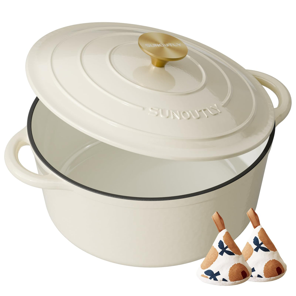 SUNOUTLY Olla esmaltada 6 Qt con tapa para sellar sabores
