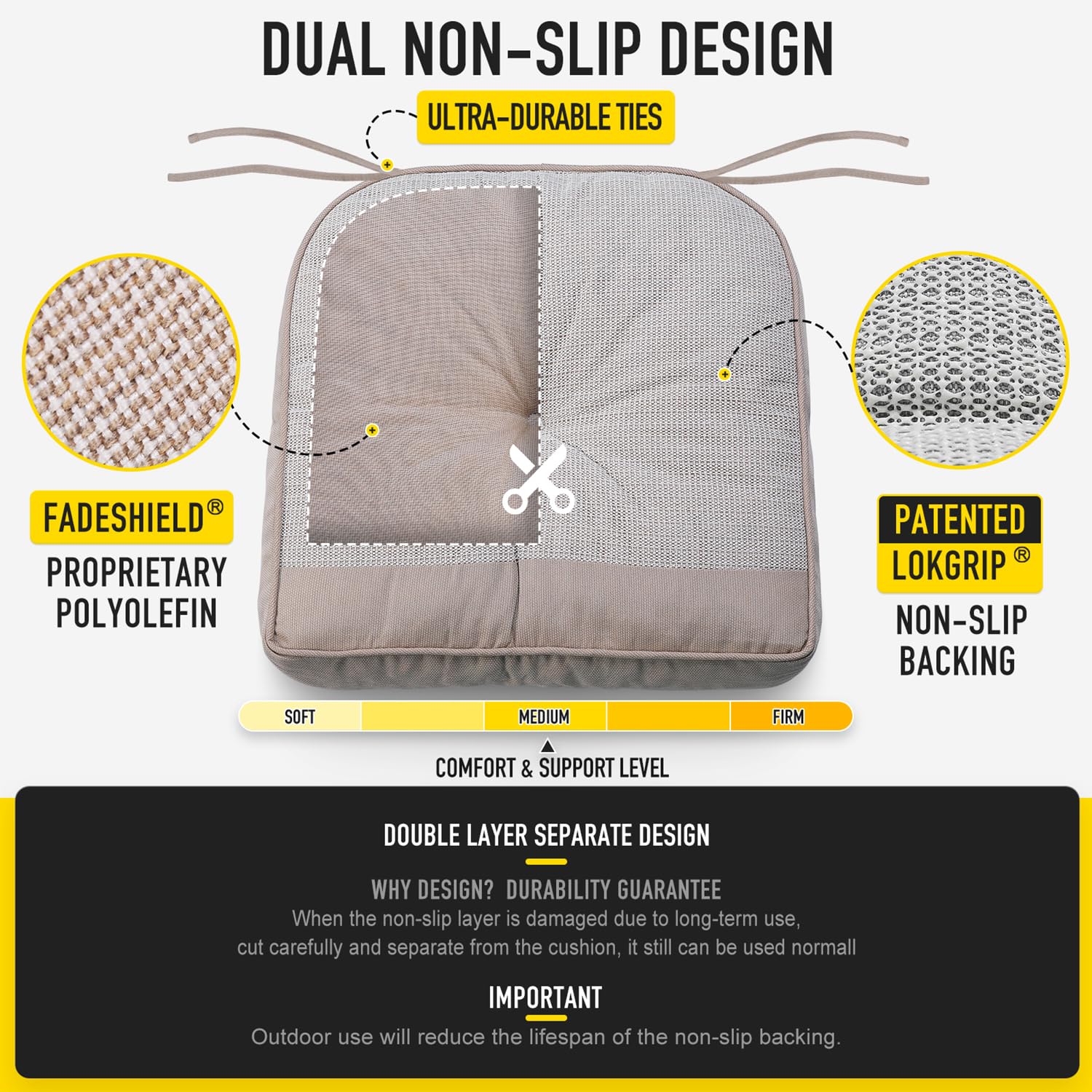 SUNROX diseño tufted y costuras dobles para mayor durabilidad.