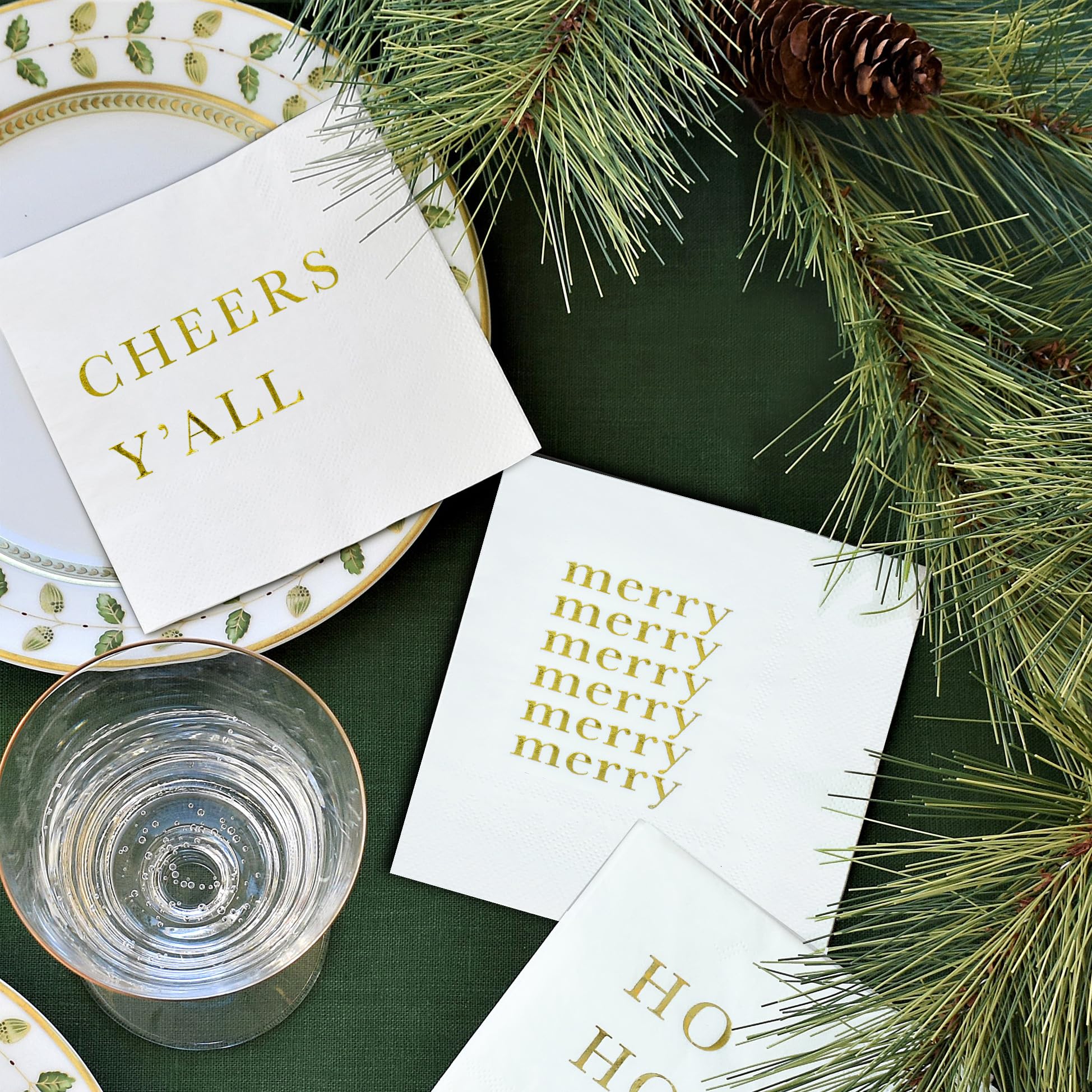 Sunshine Supply Cheers Y’all, detalle dorado en las servilletas para brillo decorativo
