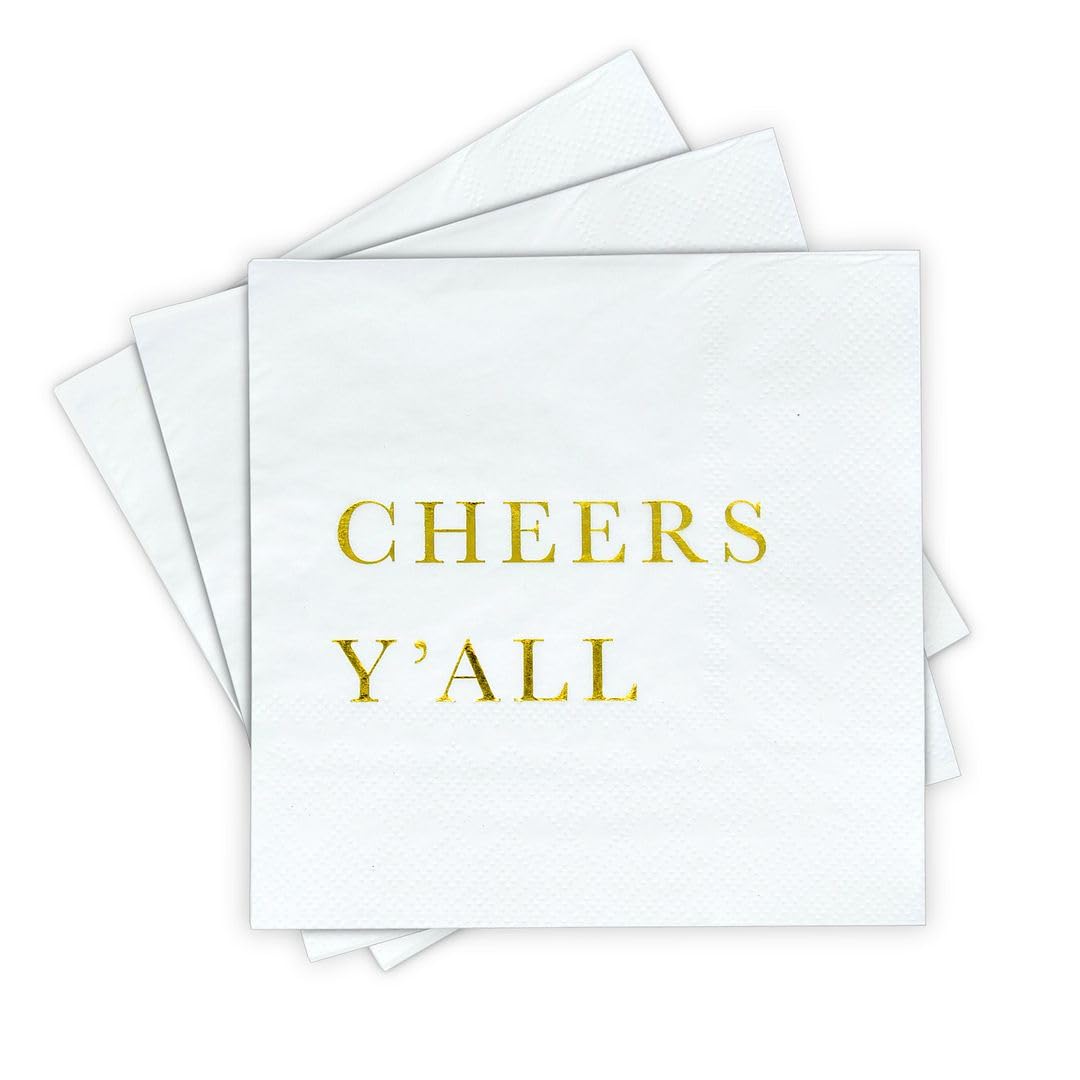 Sunshine Supply Cheers Y’all, servilletas navideñas en oro, perfectas para decoraciones festivas