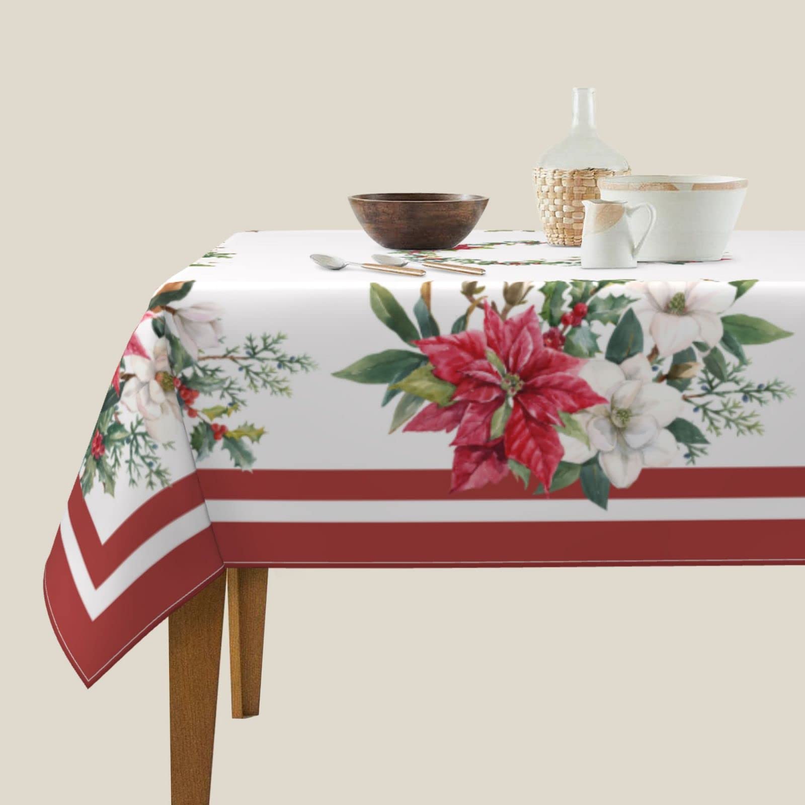 Sunshineyan mantel rojo y blanco para cenas de invierno
