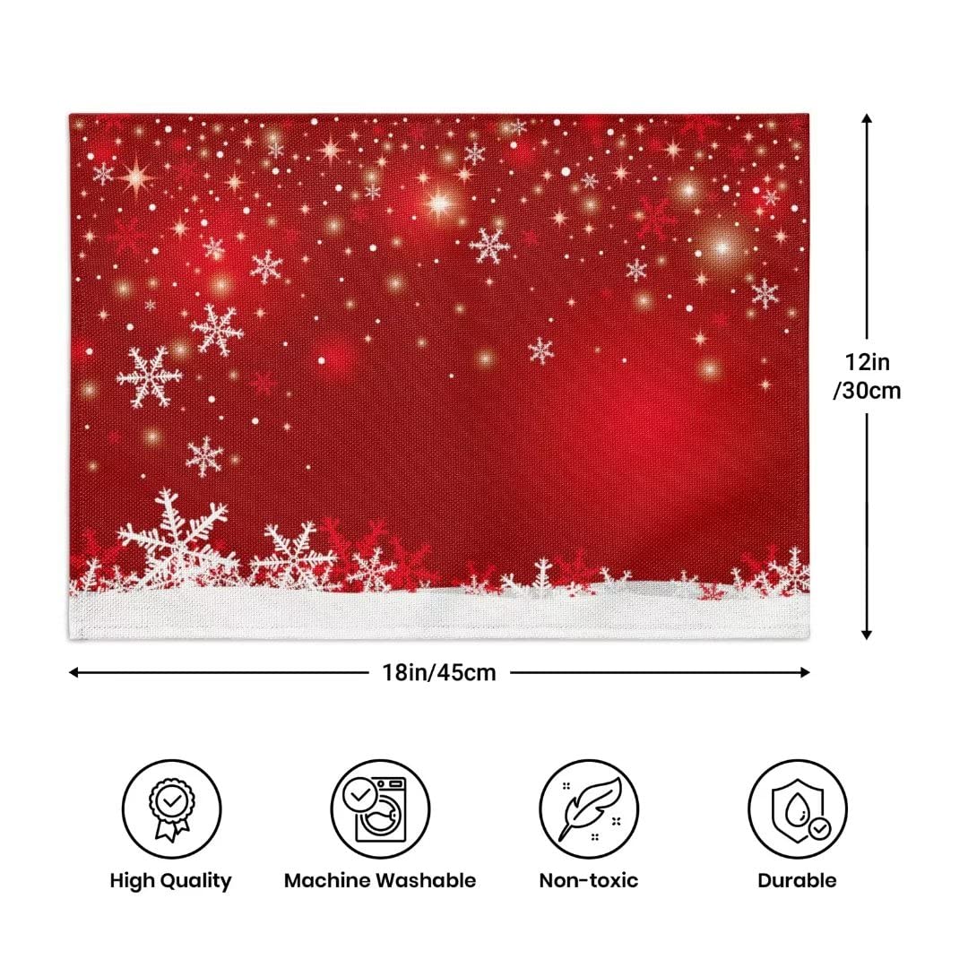 Copos de nieve blancos en mantel Sunshineyan, ideal para fiestas navideñas.