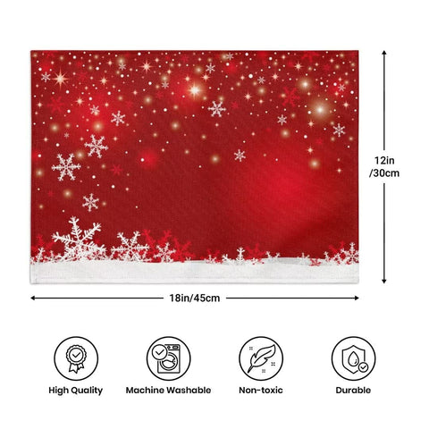 Copos de nieve blancos en mantel Sunshineyan, ideal para fiestas navideñas.