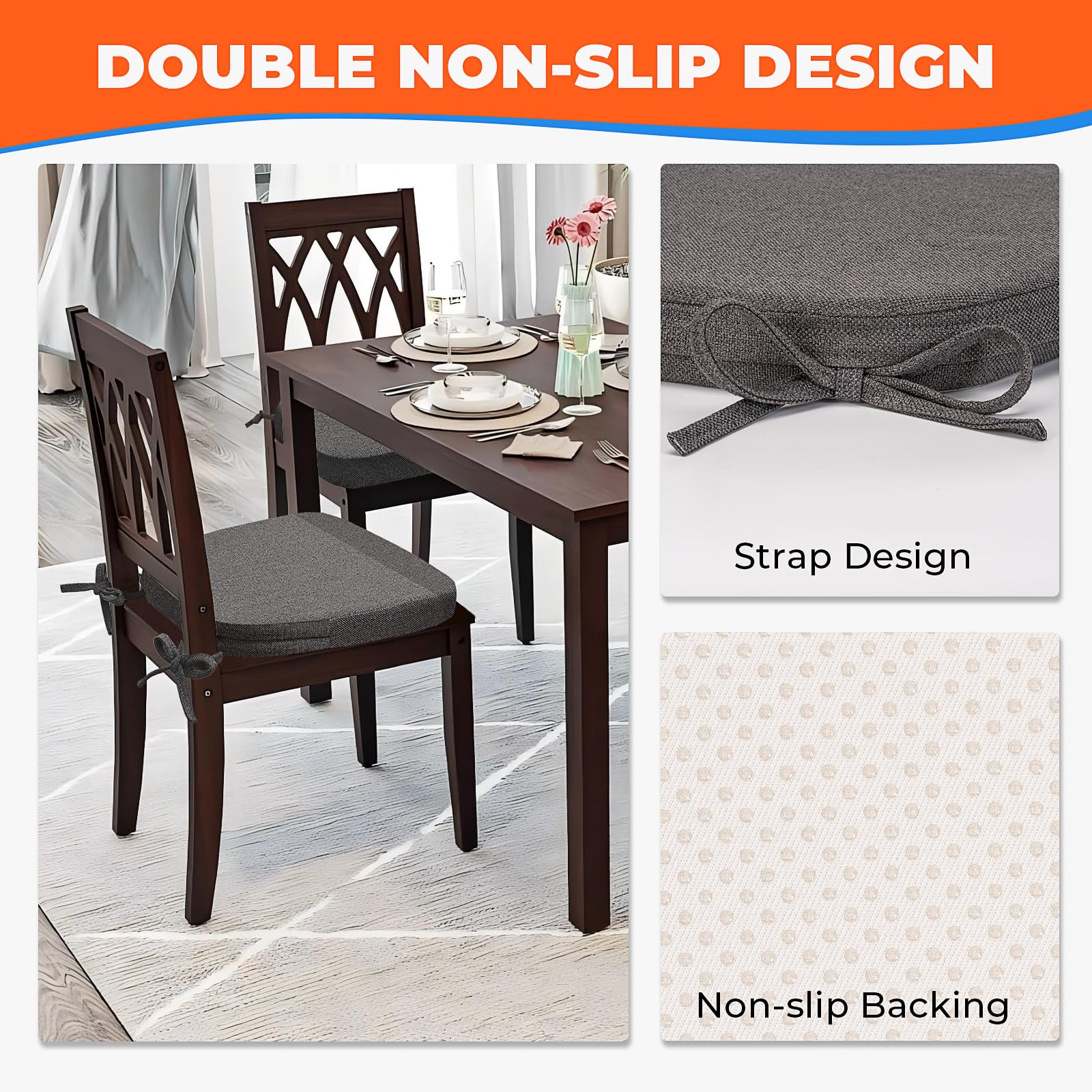 Sunsleek juego de 4 cojines gris oscuro para comedor