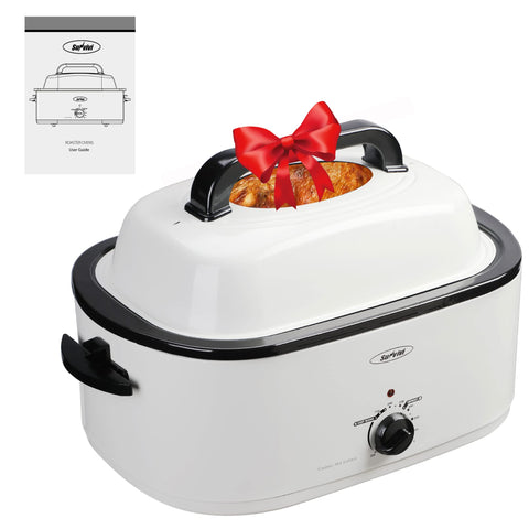 Sunvivi asador eléctrico para pavo de 24 cuartos, cocción uniforme.