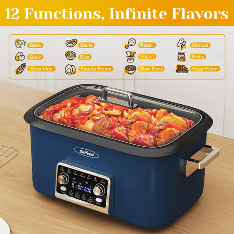 SUNVIVI capacidad 8qt ideal para asados grandes y reuniones familiares