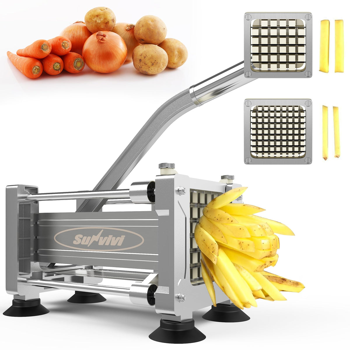 SUNVIVI cortador con mango ergonómico para mayor comodidad al cortar patatas fritas
