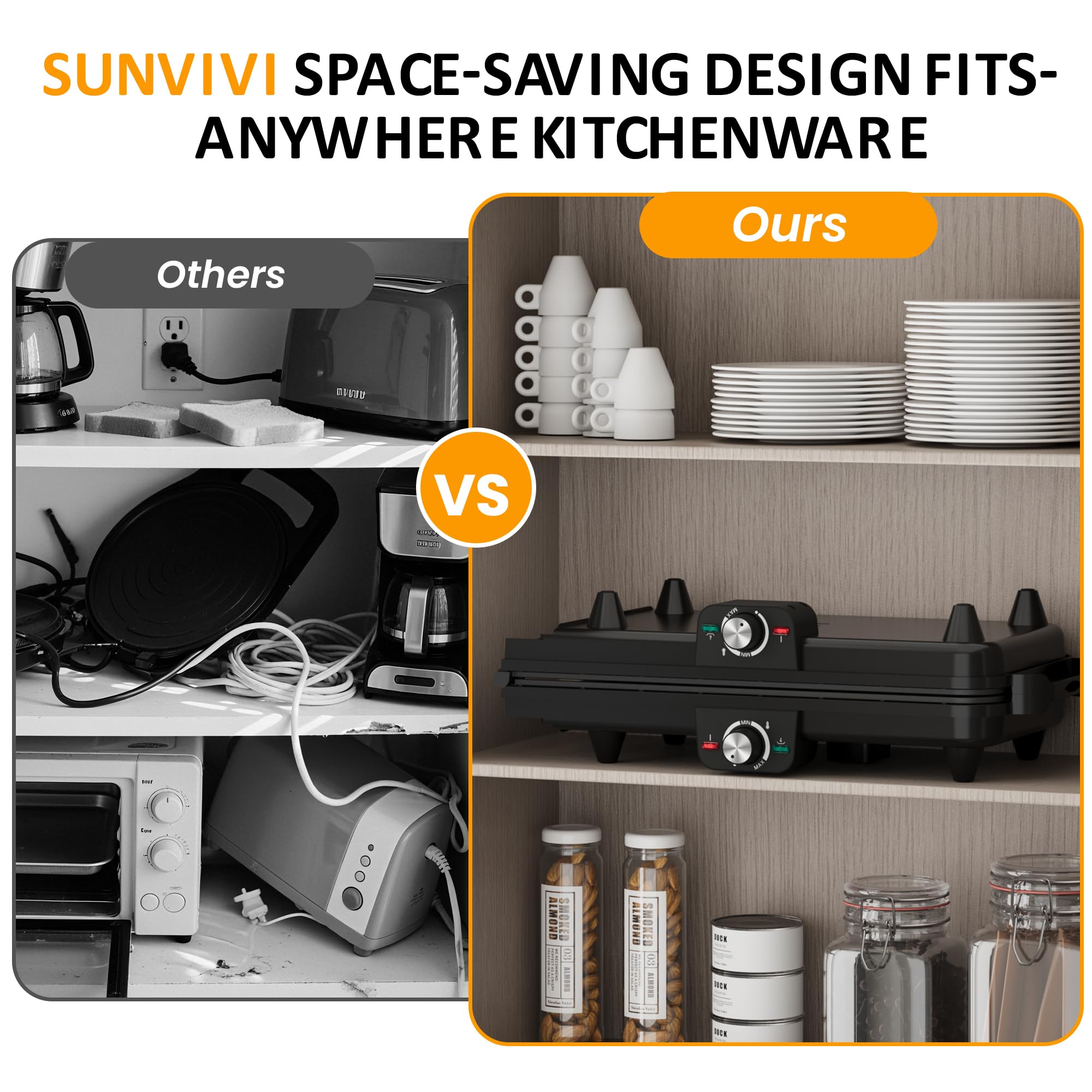 Sunvivi diseño plegable para guardado compacto en encimeras.