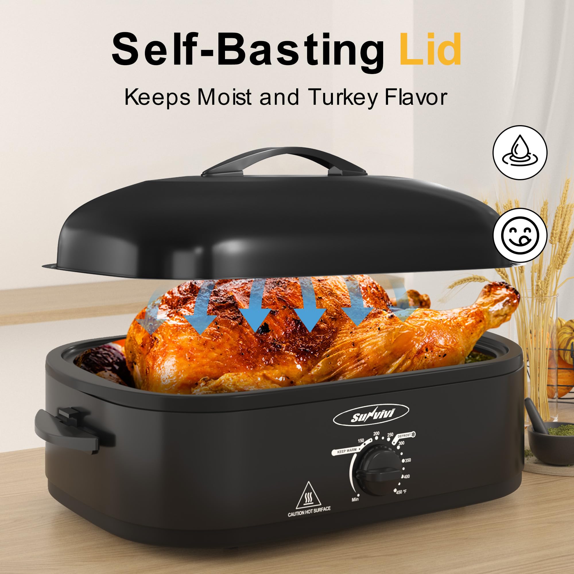 Sunvivi Horno Asador 14 cuartos: bandeja inferior removible facilita la limpieza.